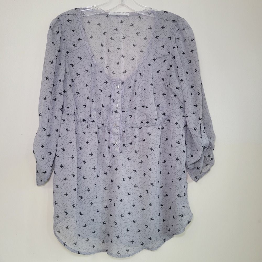Kirra Sheer Top Blackbirds Lace Princess Waist Baby Doll Y2K‎ Gray Woman's XL